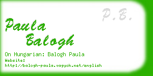 paula balogh business card